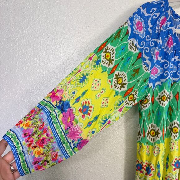 Ruby Yaya Top Womens Small Floral Rhinestone Tassel Resort Art to Wear Boho S - Picture 4 of 12